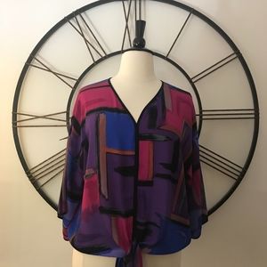 Melissa Paige V-Neck Print Top Size L